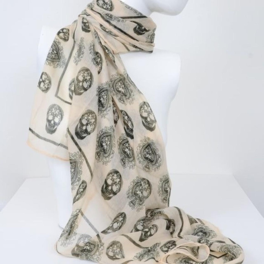 Skull Square Scarf Floral Skeleton Shawl Soft Gothic Whimsigoth NEW 38"x38"